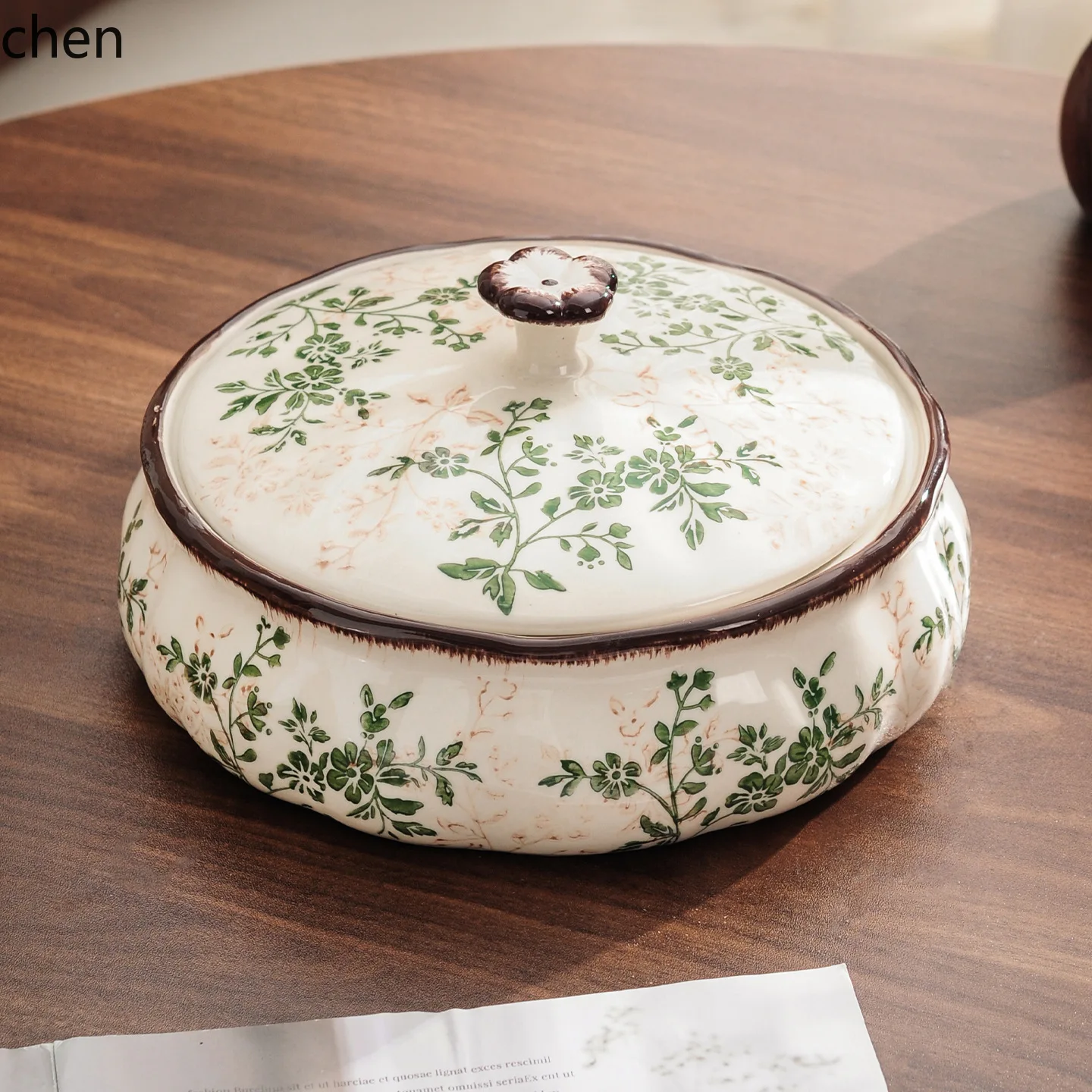 YFY   floral dried fruit storage box fruit plate with lid, high-value ceramic fruit  , living room home use new year candy box