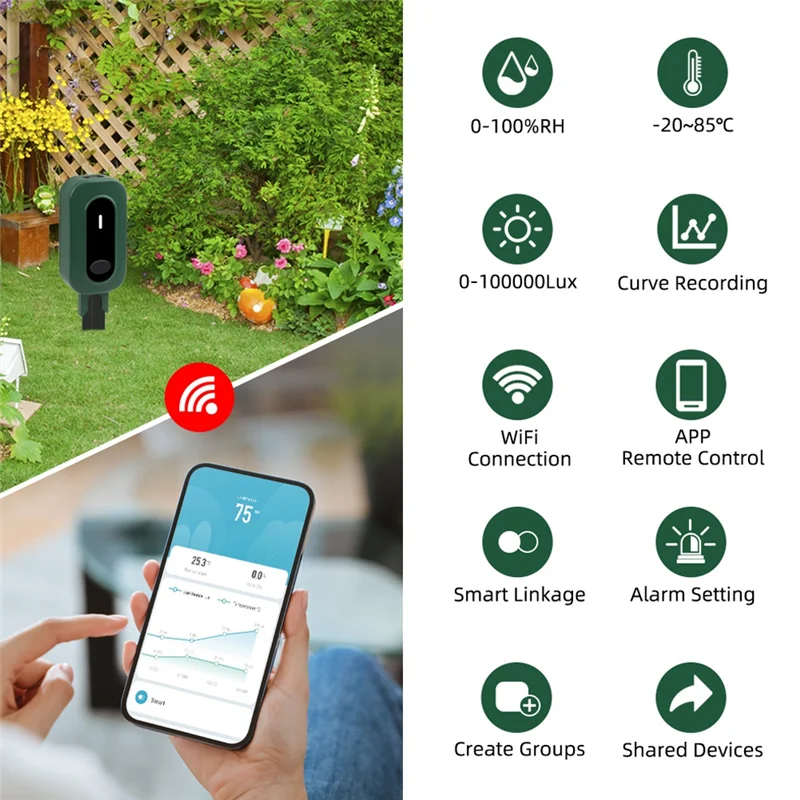 AT41 Tuya Zigbee беспроводной измеритель влажности почвы интеллектуальный тестер температуры и влажности солнечного света анализатор Soli садовый инструмент