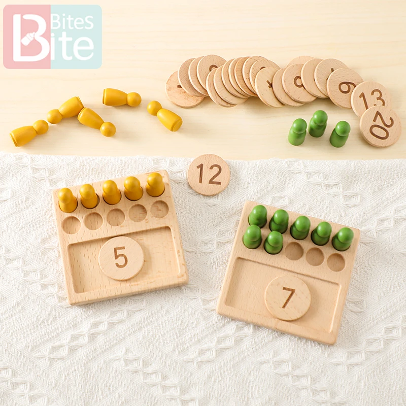 Montessori Digitaal Bord Voor Meisjes Jongen Traceringsbord Dubbelzijdig Wiskunde Beuken Houten Letters Nummer Tellen Puzzel Kids Cadeau