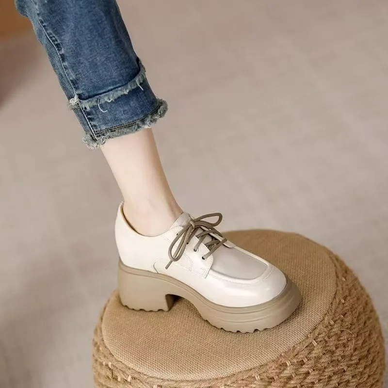 

Women Patent Learther Platform Sneakers 9CM Wedge Heels Ladies Autumn Chunky Sneakers Pumps Woman Non Slip Super Thick Shoes