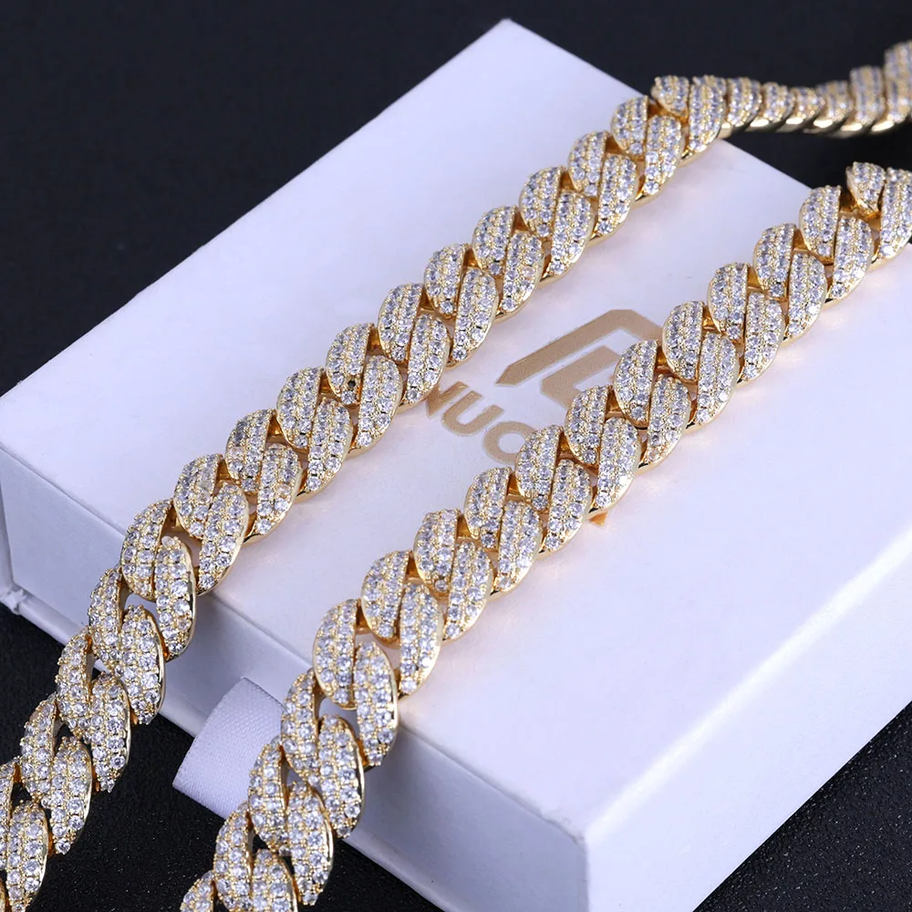 ESKEEM New Style 13MM Iced Out Cubic Zirconia Cuban Chain Hip Hop Jewelry Cuban Necklace Men