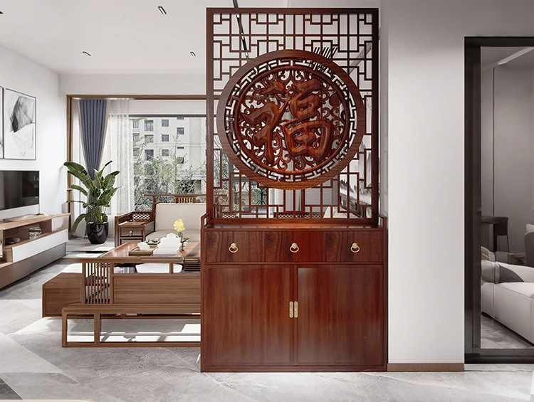 단단한 나무 새로운 중국 스타일의 스크린 파티션, 거실 입구, 출입구 캐비닛, 신발 캐비닛 통합 구호 장식 sh