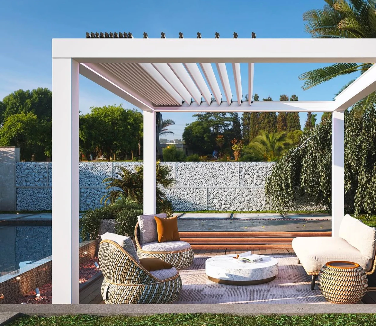 

Motorised Bioclimatic Pergolas Remote Control Aluminium Alloy Garden Pergola with Coated Frame for Backyard Arbours Covers