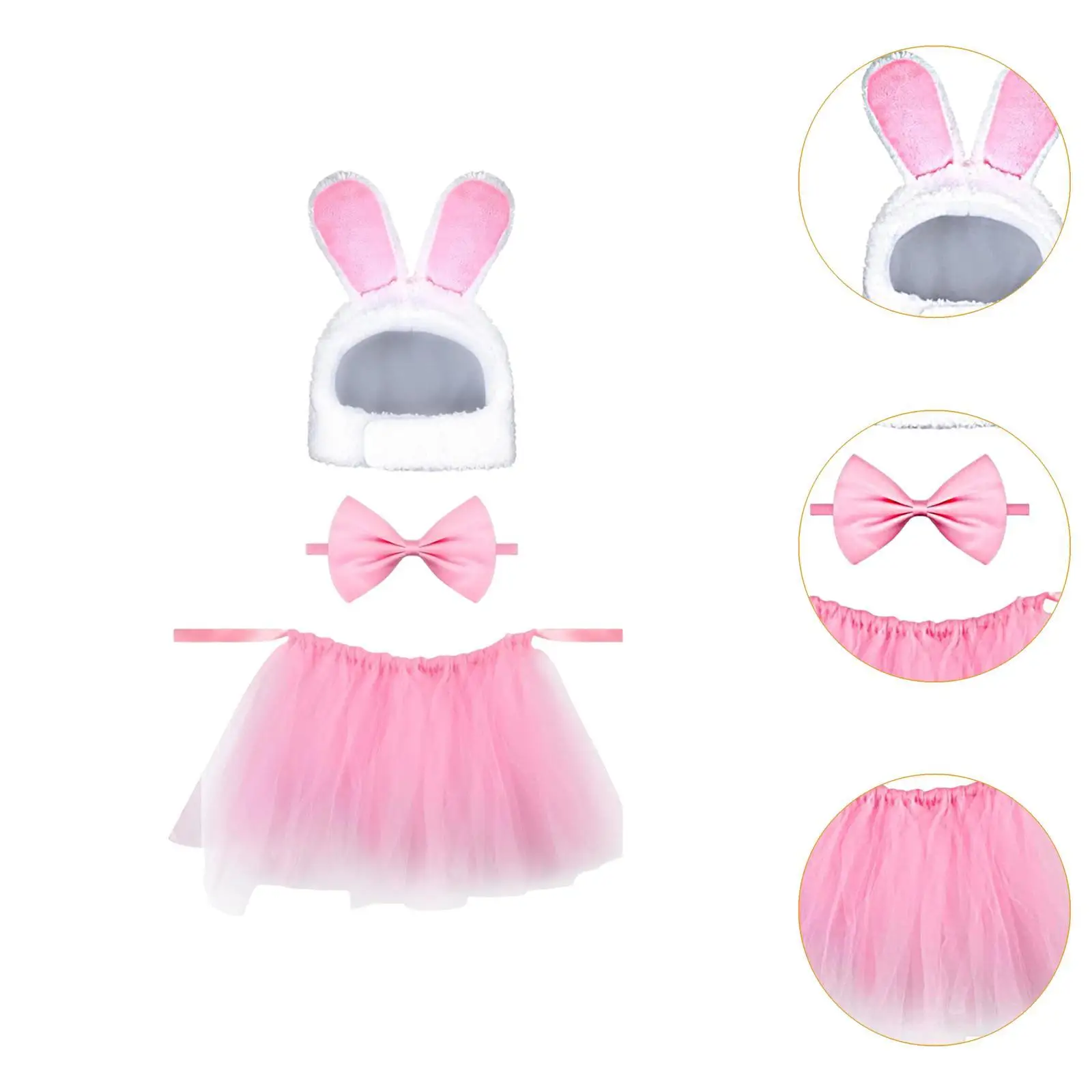 3x Pet Bunny Costume Set Outfits Accessory Lovely Bunny Ears Ornament Cosplay Fancy Dress up for Photo Props Daily Halloween