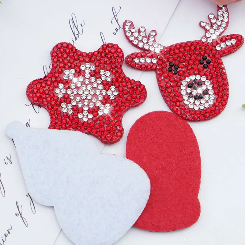 10 Stück Weihnachts-Diamantmuster Schneemann Rentier Aufnäher für Kleidung Tasche Schuh-Serie Bestseller Stickerei-Aufnäher – Detail 6