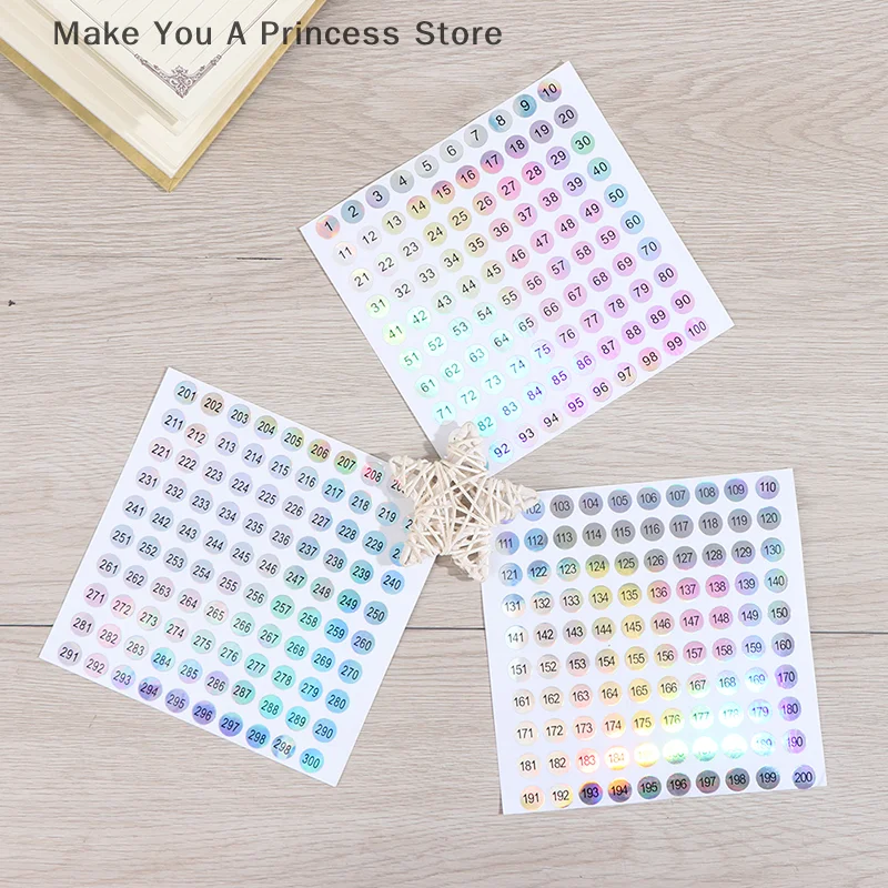 ملصقات ليزر رقم 1-300 مقاومة للماء، علامات أرقام أحمر الشفاه لطلاء الأظافر