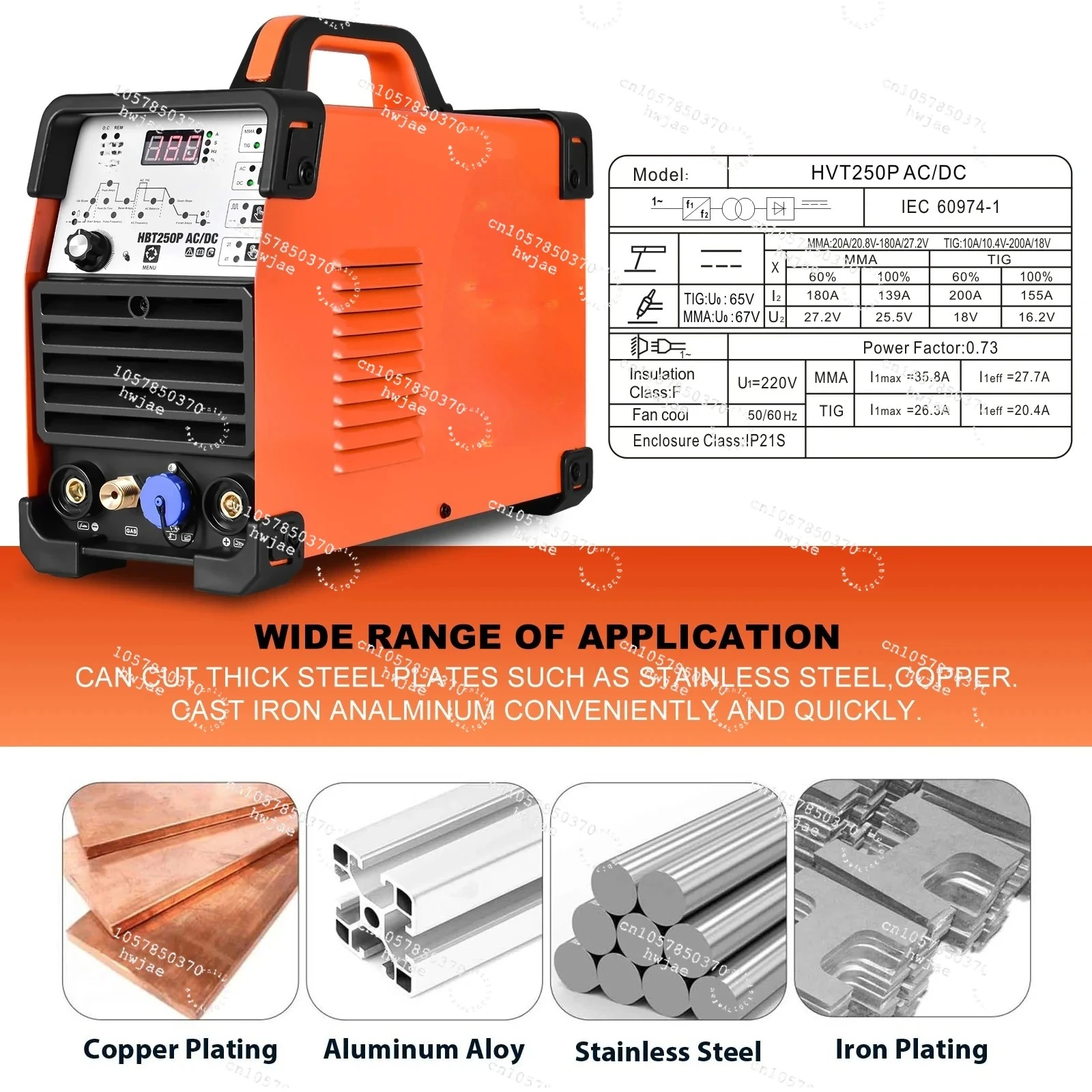 HITBX HBT250P AC/DC Aluminium Tig Welding Machine IGBT Inverter 2T/4T HF TIG/MMA ARC Stick Argon Precise Digital Pulse Welder