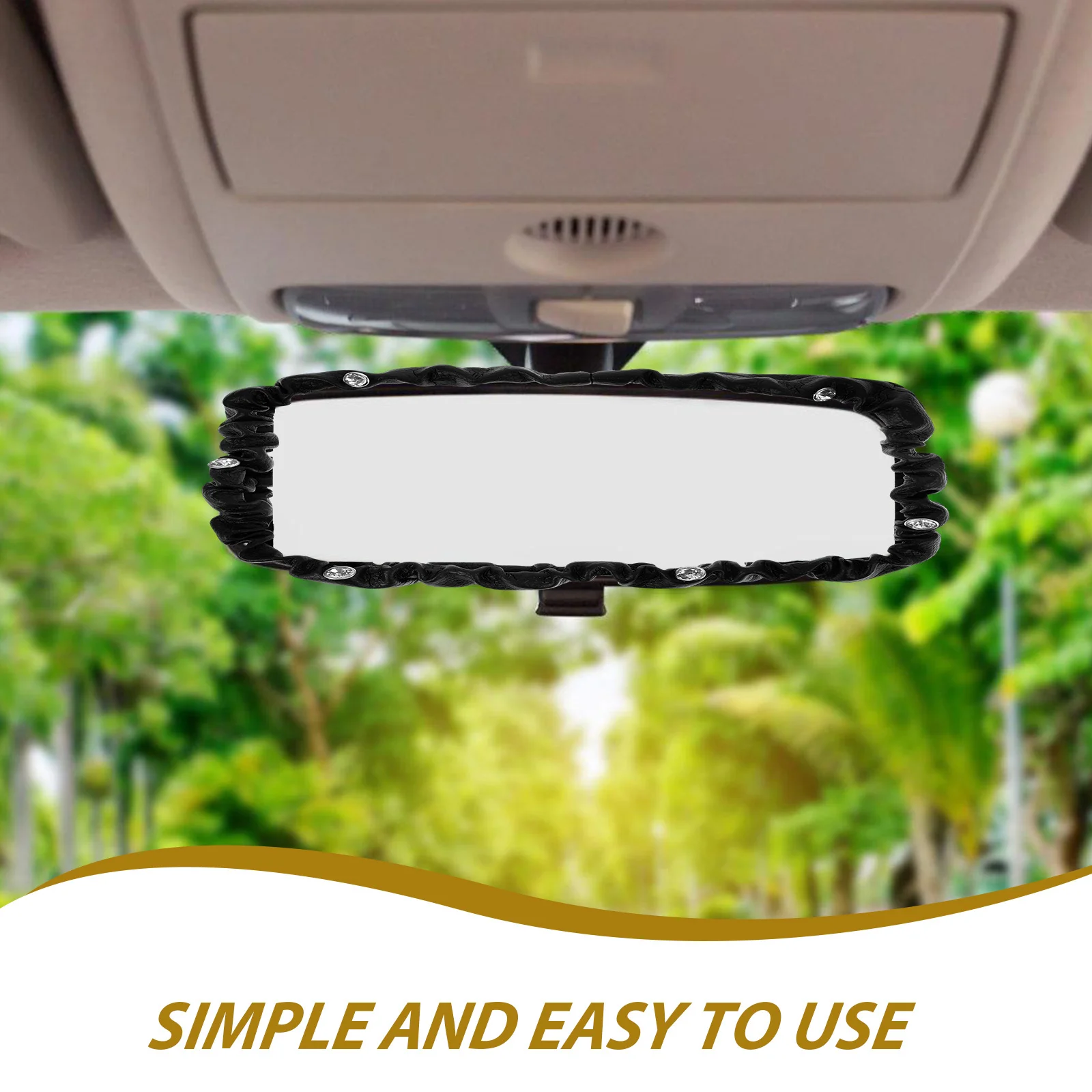 

Rearview Mirror Cover PU Bling Car Accessory Auto Rear View Mirror Edge Protector Decorative Cover Bling Car Accessories
