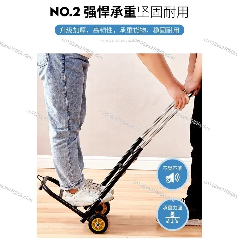 2025 New Arrival Foldable Small Pull Cart Silent Shopping Trolley with Storage Bucket