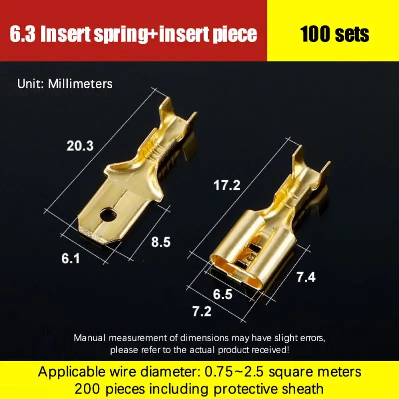 453C U-shaped terminal tab cold inserts terminal wire connector terminales electricos Equipment small teeth terminal 0.5-1.5mm²