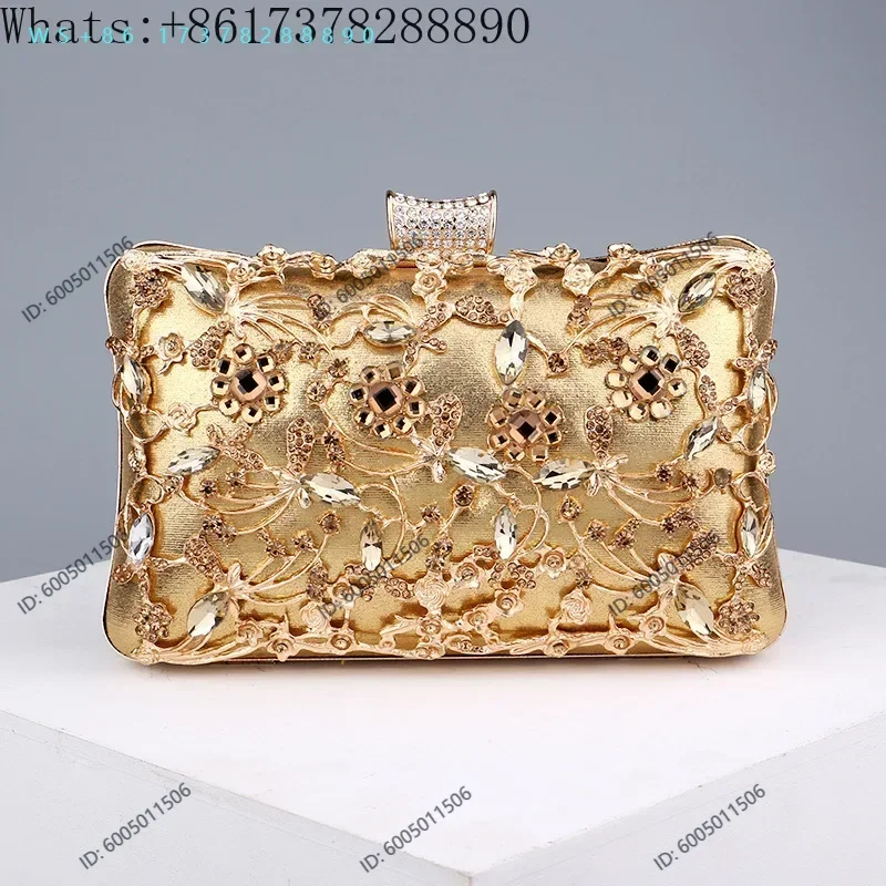 Diamond-encrusted dinner bag European and American ladies vintage banquet bag with hand and versatile dress evening bag