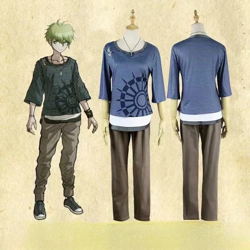

Game Danganronpa Rantaro Amami Cosplay Costume Daily Stripe T-shirt Tops Uniform Adult Man Woman Halloween Carnival Suit