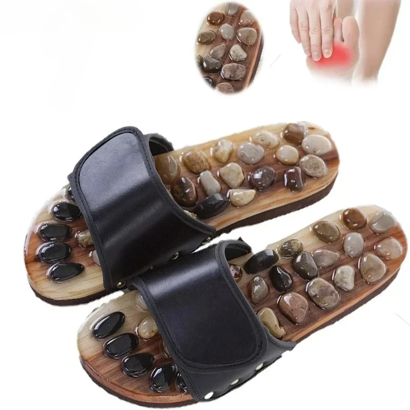 

Massage Stone Shoes Acupressure Massage Slippers with Natural Stone Therapeutic Reflexology Sandals for Foot Acupoint Massage