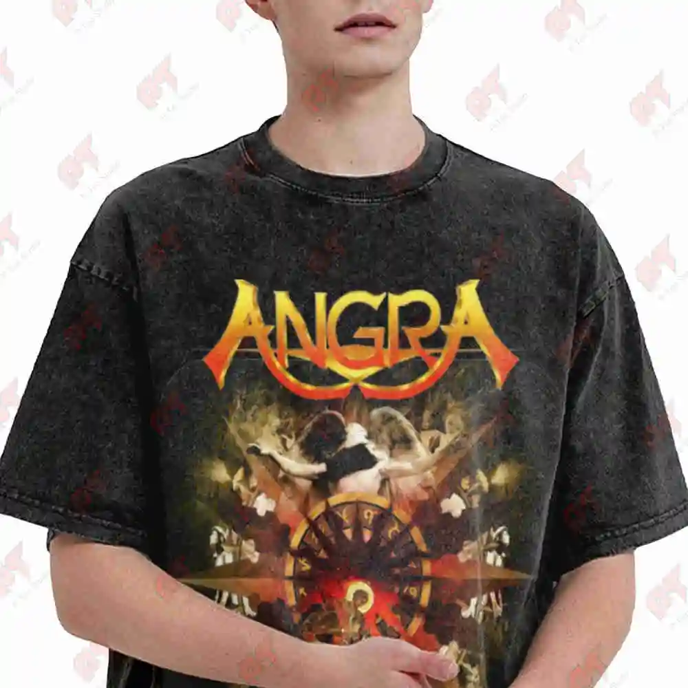 Angra Band Orange Red Music Vintage Washed Tee Pure Cotton T-Shirt