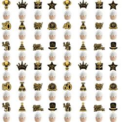 30th 40th 50th 60th Birthday Party Cake Toppers Black Gold Birthday Party Cake Decoration 18 30 40 50 60 Year Birthday Supplies