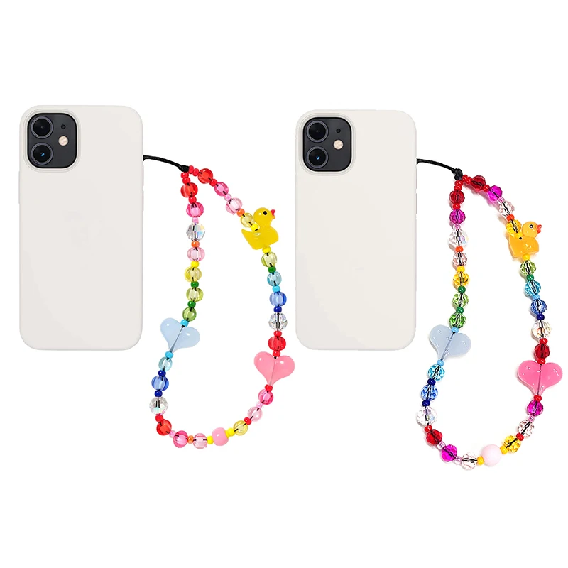 الملونة مطرز الهاتف سحر الصيف الشاطئ الحيوان بطة القلب الهاتف الخليوي حزام الحبل العصرية Y2K الملحقات #4