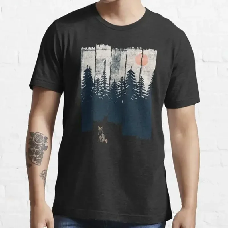 A Fox in the Wild Essential Black Men T Shirt Size S to 5XL