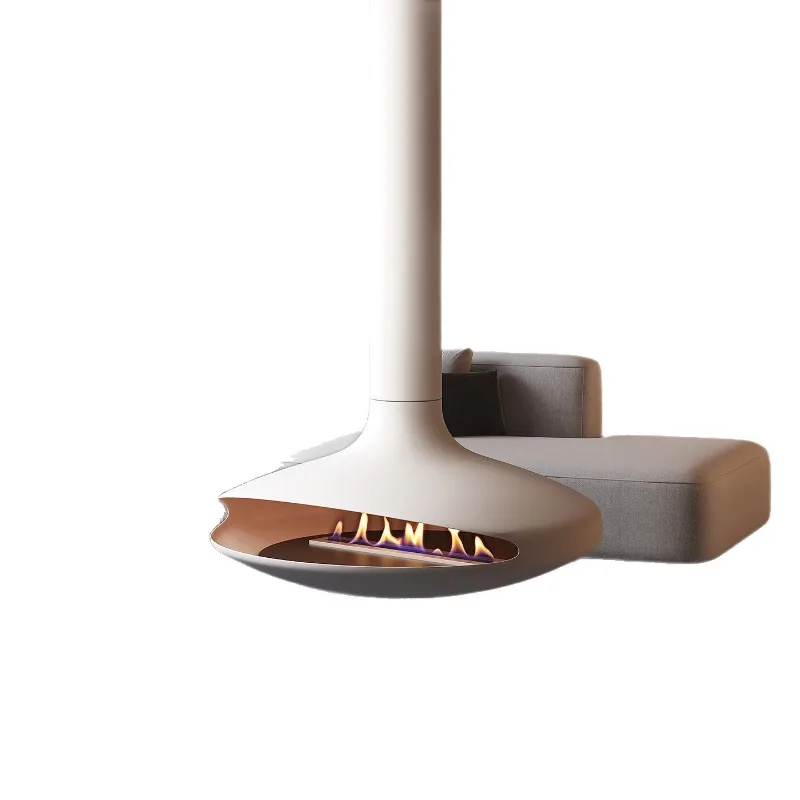 

Flying saucer real fire burning wood fireplace hanging alcohol atomized cast iron stainless steel plate fireplace