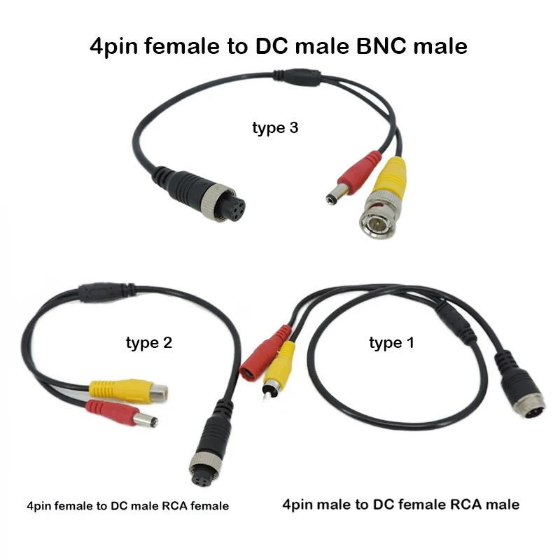 1pcs Aviation Head M12 4Pin male female to BNC DC RCA MALE FEMALE Extension Connector Cable Adapter for CCTV Camera Security