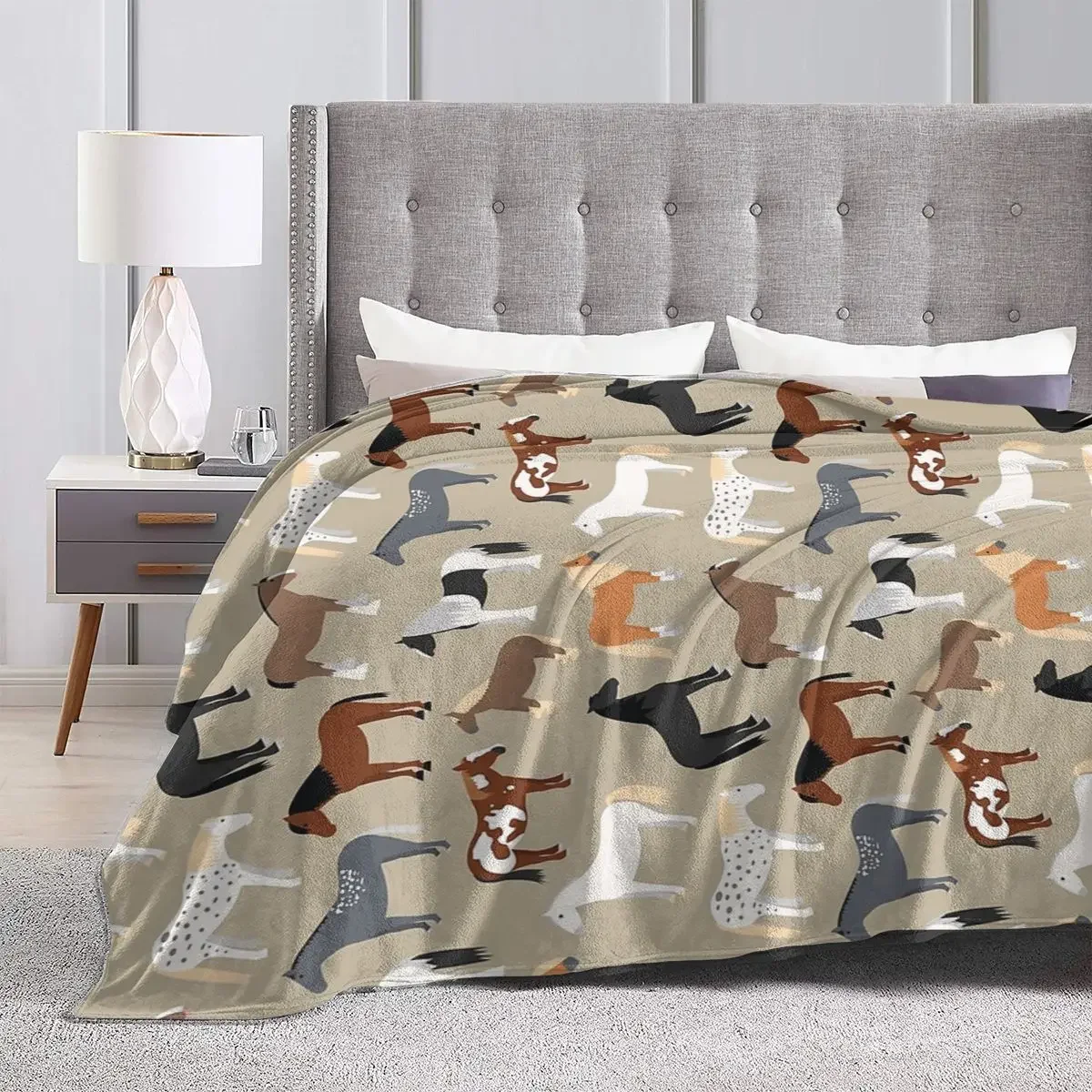 Horse Breeds Pattern Blanket Soft Warm Flannel Throw Blanket Bedspread for Bed Living room Picnic Travel Home Sofa