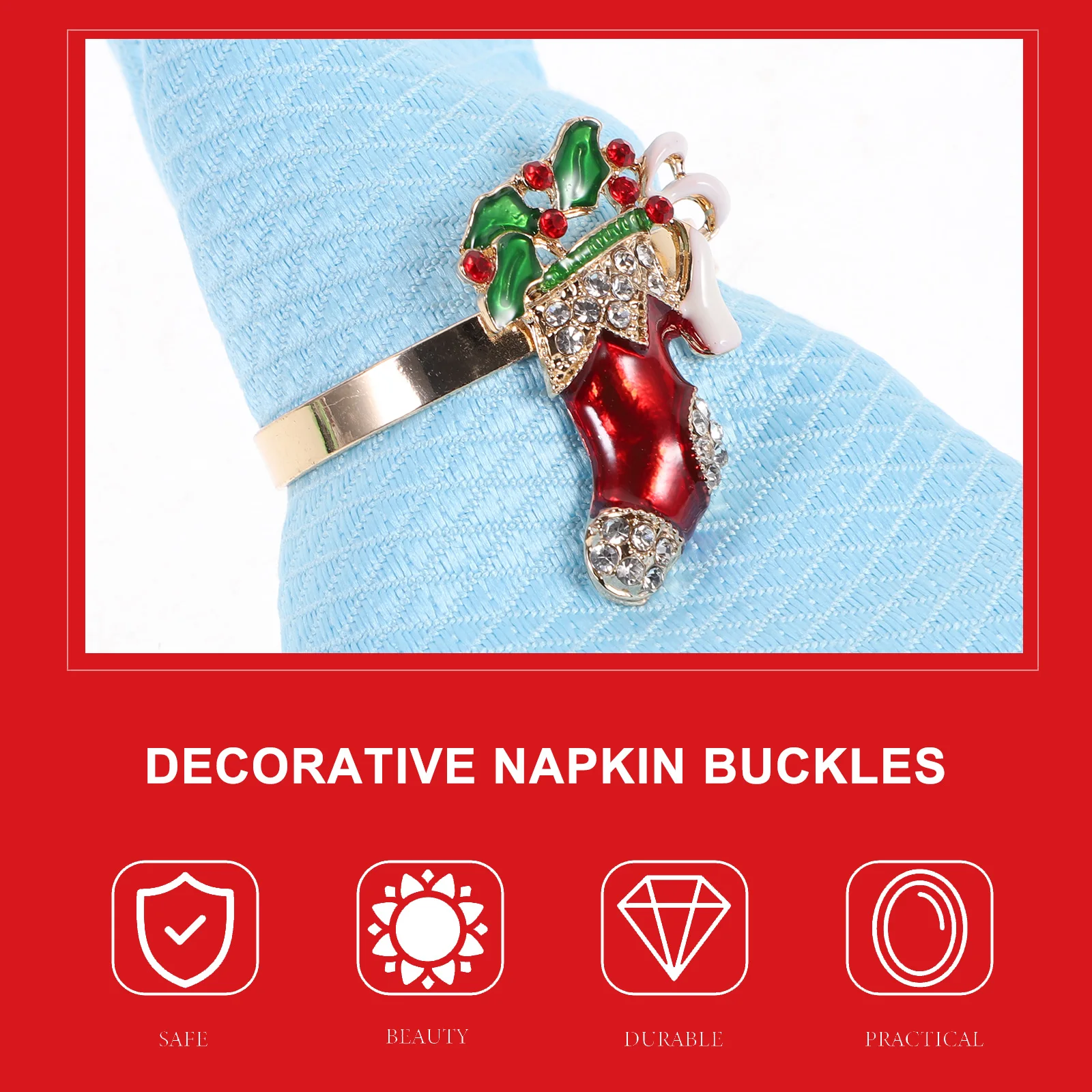 

1Pcs Golden Christmas Boot Napkin Ring Exquisite Xmas Boot Design Realistic Modeling for Holiday Dinner and Festive Props