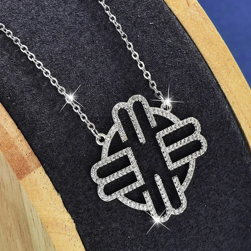 

2025 Brand new titanium steel necklace, female letter MB, full diamond collarbone chain