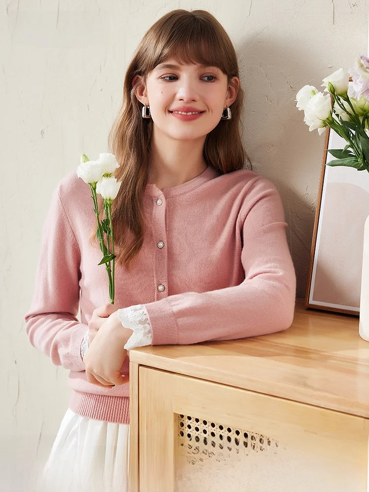 

Cboca, осенне-зимний новый женский вязаный шерстяной кардиган, круглый кружевной длинный све, красная верхняя одежда, пальто