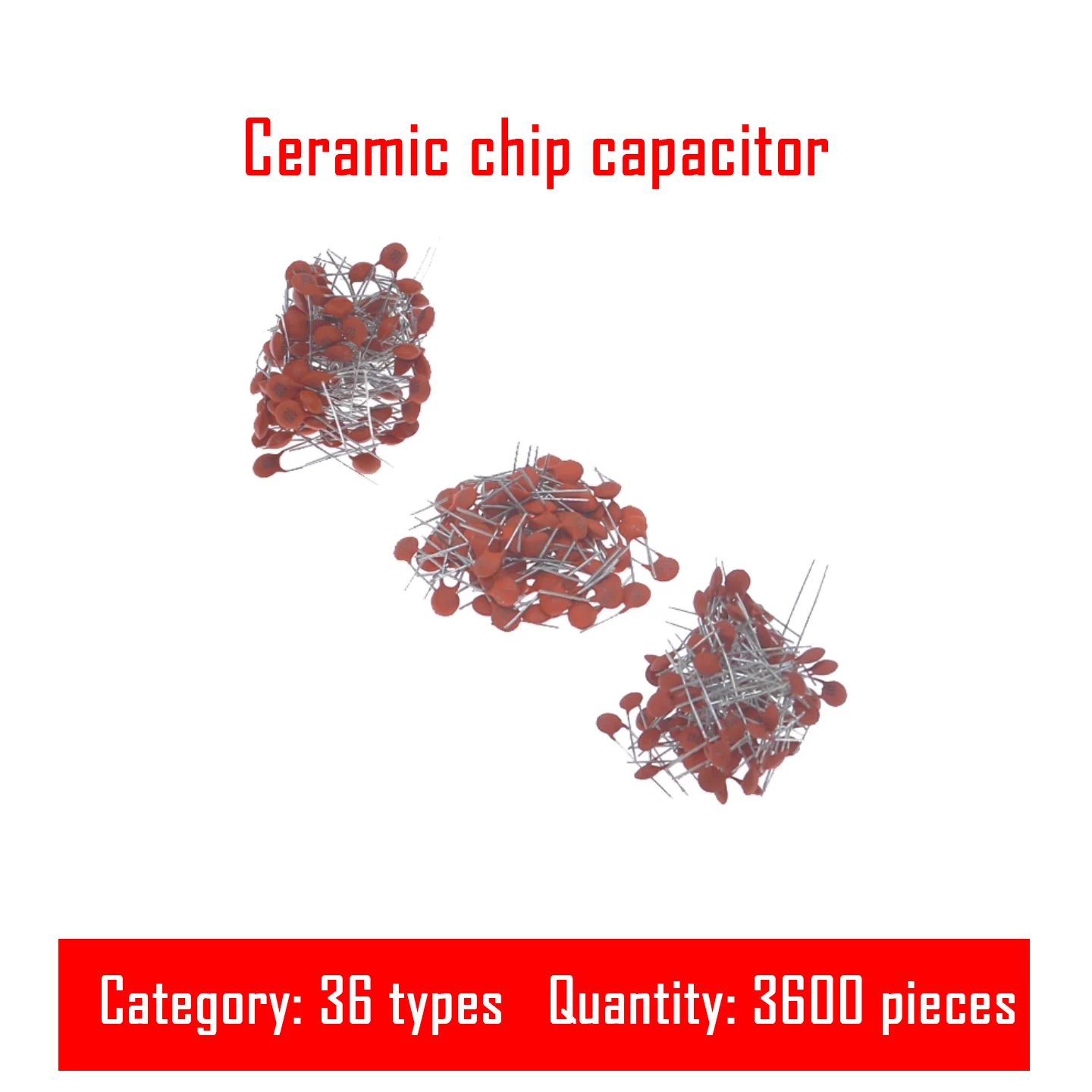 3600PCS of 36 specifications 1pF-100nF 50V ceramic capacitors, through-hole magnetic chip ceramic dielectric capacitors in box