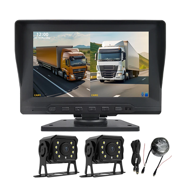 【Hot Selling】Portable Dual Lens HD IPS Screen Car  Recorder for Truck & Bus Reversing Night Vision Trailer   with Lo