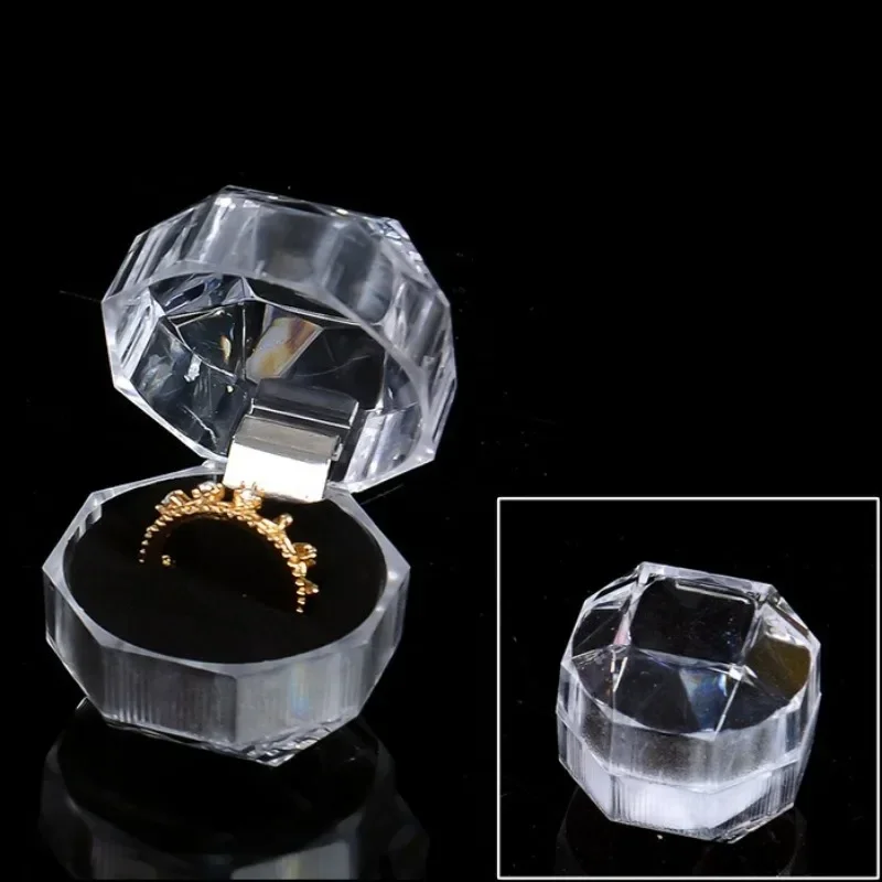 15PCS Acrylic Crystal Ring Earring Storage Display Boxes Storage Organizer Case Clear Wedding Package Box for Jewelry Packaging