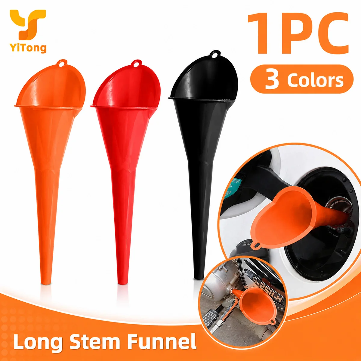 Yitong 1PC Long Stem Oil Filling Funnel Narrow Nozzle Plastic Transfer Tool For Motorcycle Automobile Coolant Brake Fluid Parts