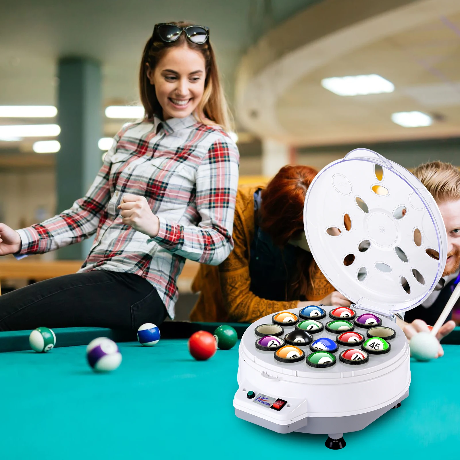 

Automatic Pool Ball Washer Machine, Double Purpose 16 Ball Cleaner with 180W Motor & Noise Reduction Technology for Billiard