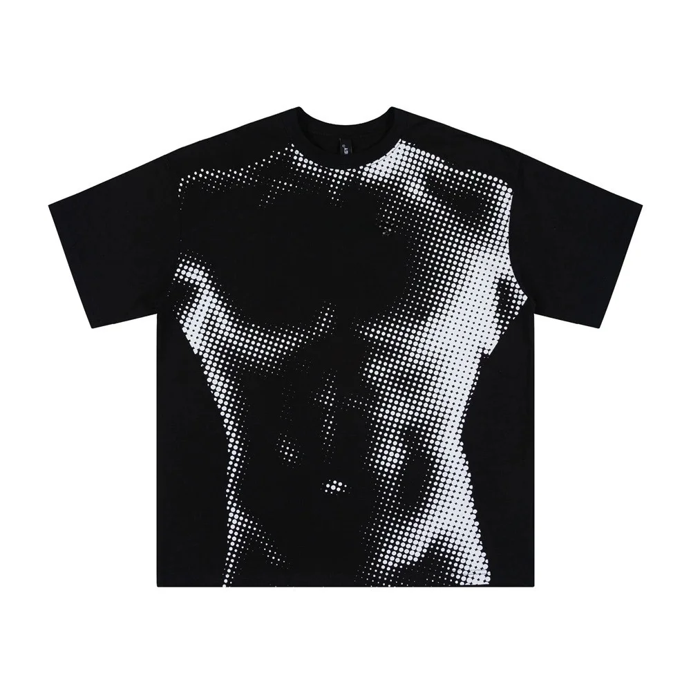 New Style Personalized Spot-printed Muscle-shaped Printed Loose Short-sleeved Cotton Casual Top for Men and Women in Large Size