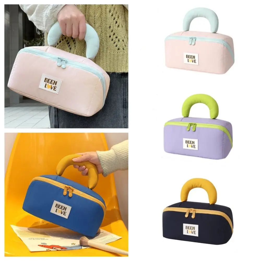 

Большая вместительная сумка для хранения подушек из сладкой ваты, перегородка для хранения, ручная косметичка с двойной молнией, защита от брызг воды