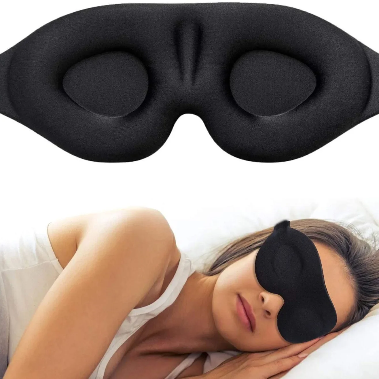 3D Sleep Eye Mask, Adjustable Breathable Eye Mask, Soft Light Blocking Eye Mask, Suitable for Travel, Airplane, Office, Home