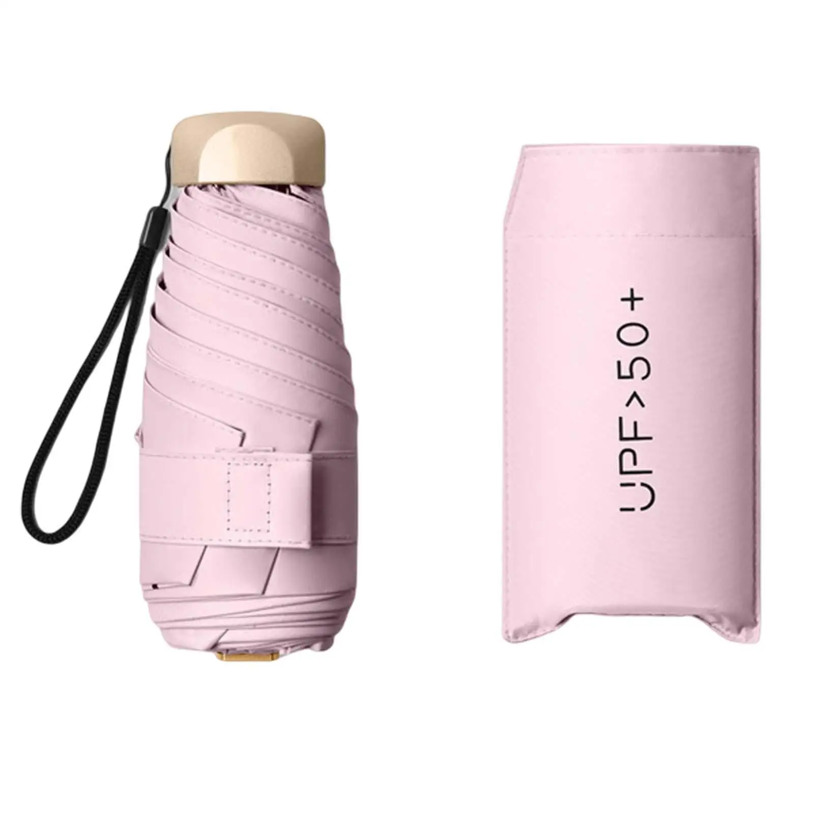 Protection Umbrella with Case Folding Portable Umbrella Anti Rust Fibreglass Ribs Windproof Car Travel Essentials