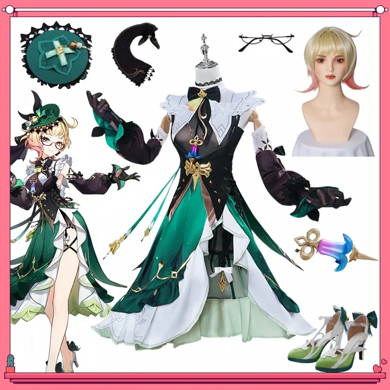 MN1 Emilie Cosplay Game Genshin Impact Costume Wig Anime Perfume Master Dress Uniform Halloween Party Role Play Clothing8/yG