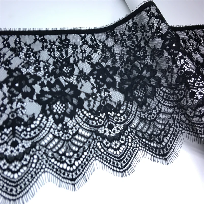 Black Eyelash Lace Fabric White Chantilly Lace Trim DIY Clothing Crafts Skin French Lace For Garment Sewing Accessories