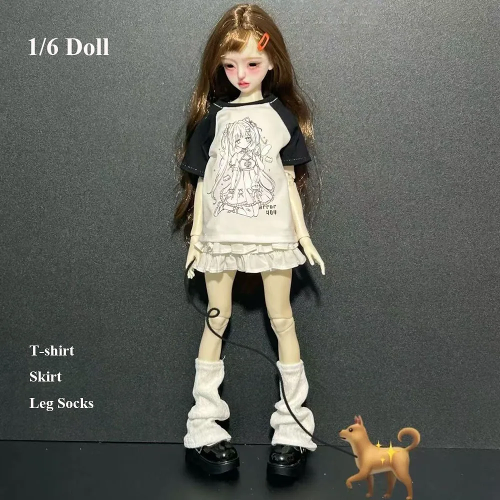 

with Leg Socks Dolls College Clothes Suit Dress Up DIY Accessories Leisure T-shirt for 30/45cm Dolls for 1/4 1/6 BJD Dolls