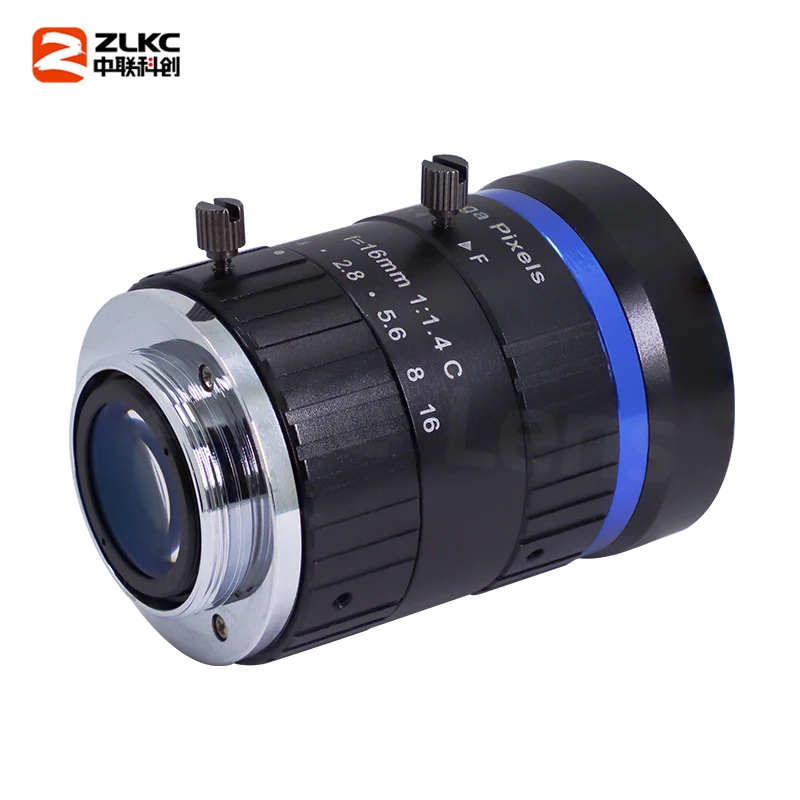 ZLKC 10MP Lens 16mm 1 Inch C Mount F1.4 10Megapixel Low Distortion Machine Vision Manual iris Lens for Industrial Camera