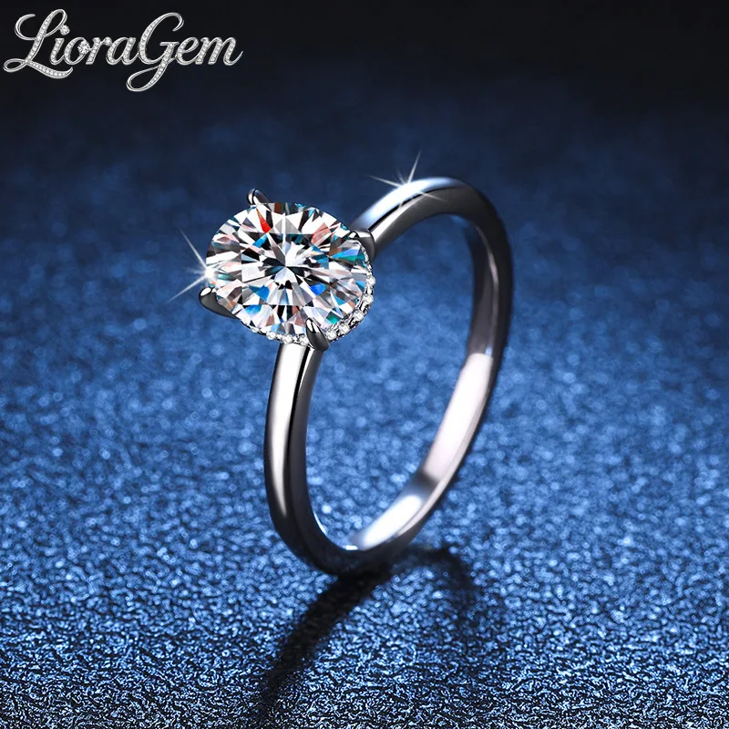 LioraGem Temperament Pigeon Egg Moissanite 2 Carat Women's Ring, Elegant Engagement Wedding Ring Platinum PT950 Stamp