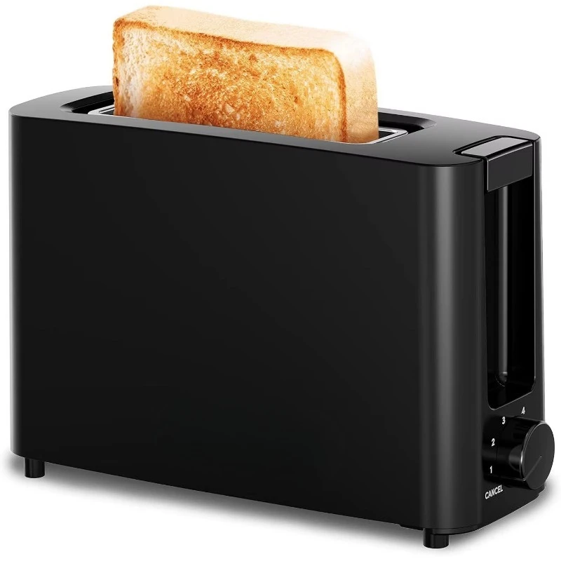 Single-slice toaster with 6 baking levels can bake bagels, waffles