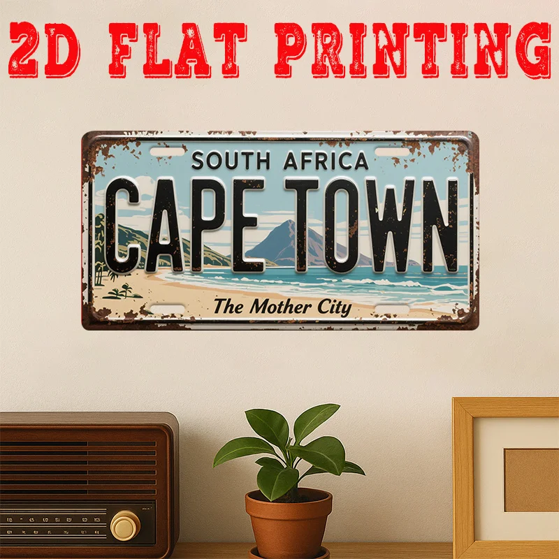 Vintage Metall-Blechschild „Cape Town Mother City“ Wandkunst 11,8x5,9 Zoll Küsten-Wohndekoration
