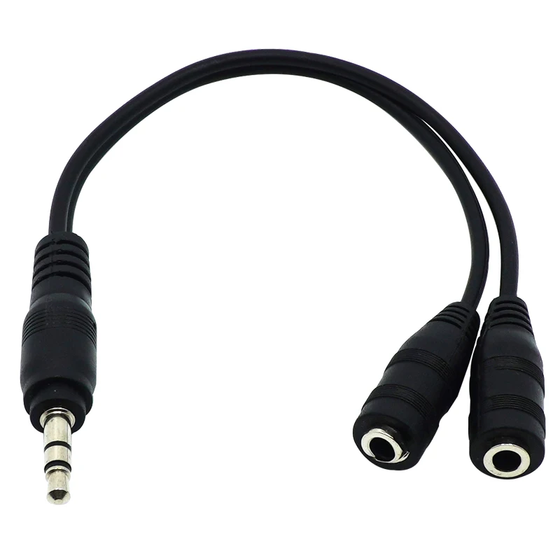 3.5mm Stereo Audio Male to 2 Female Headset Mic Y Splitter Cable Adapter Wholesale Drop Shipping Drop Shipping