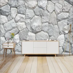 Custom Photo Retro 3D Imitation Large Stone Brick Wallpaper for Bedroom Living Room Wall Painting Non-woven Embossed Mural