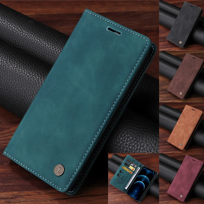 Retro Matte Luxury Flip Wallet Case For Xiaomi Poco X3 Pro M3 C3 C31 F3 PocoX3 NFC PocoM3 PocoF3 Solid Colors Phone Cover Coque