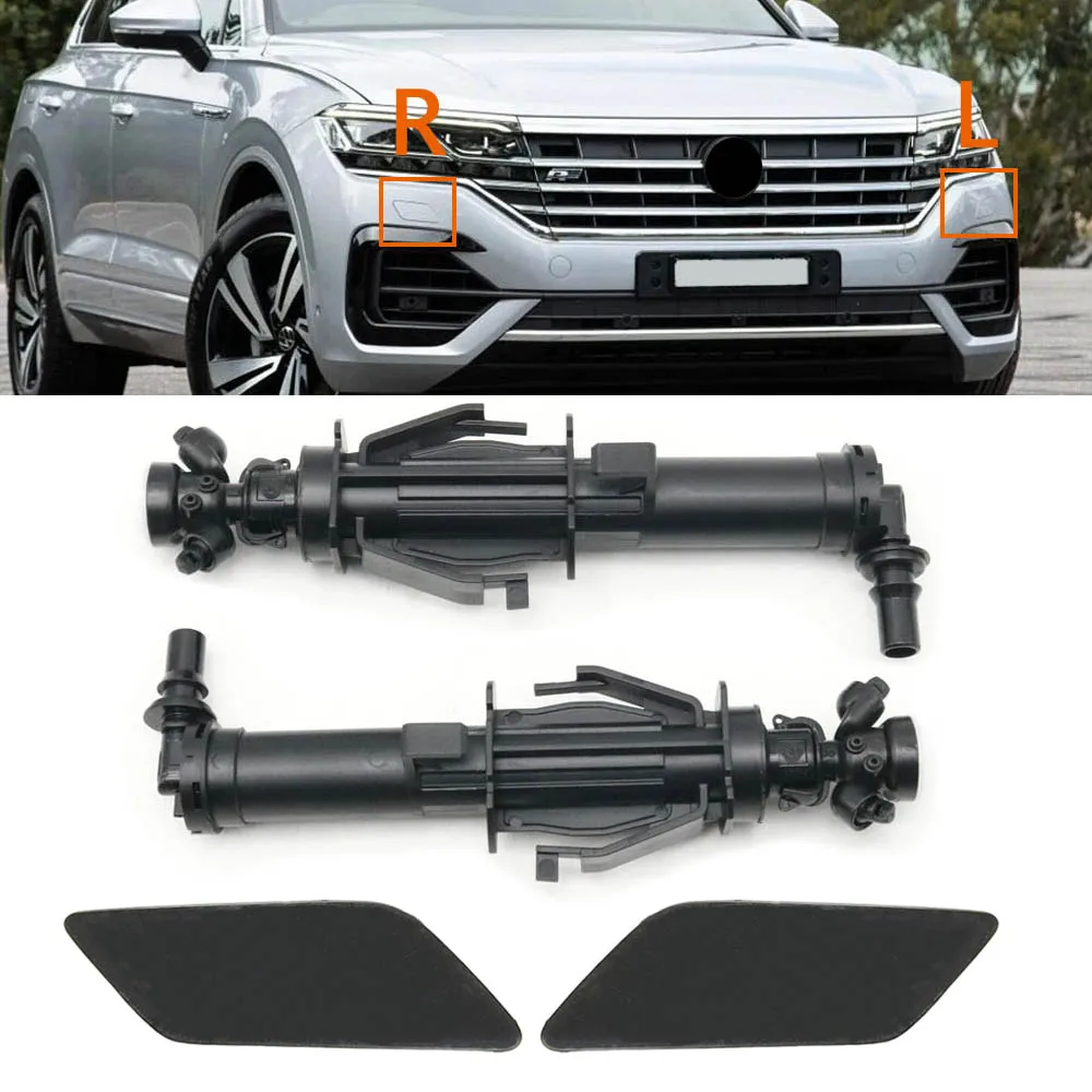 Car Front Headlight Clean Water Jet Sprayer Head Lamp Washer Nozzle Cover For VW Touareg CR7 2017-2023