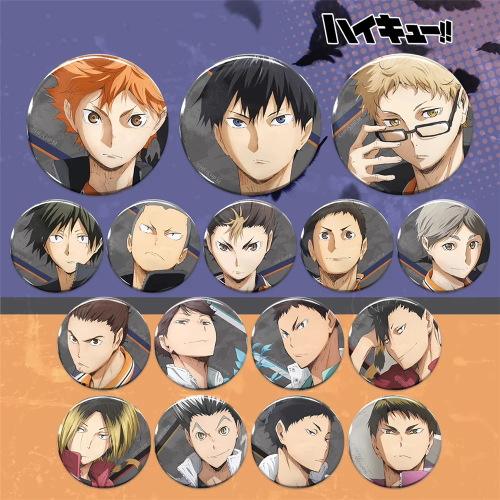 58mm Anime Haikyuu Oikawa Tooru Yutaro Kindaichi Kunimi Akira Cosplay disfraz insignia Pin SPTE broche de hojalata ﻿ Prop regalo de Navidad