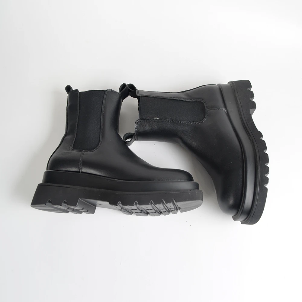 Winter Knight Boots Slip on Women's Boots Round Toe Mid Heeled Water Proof Fashion Boots Motorcycle Boots Black White Bota Mujer