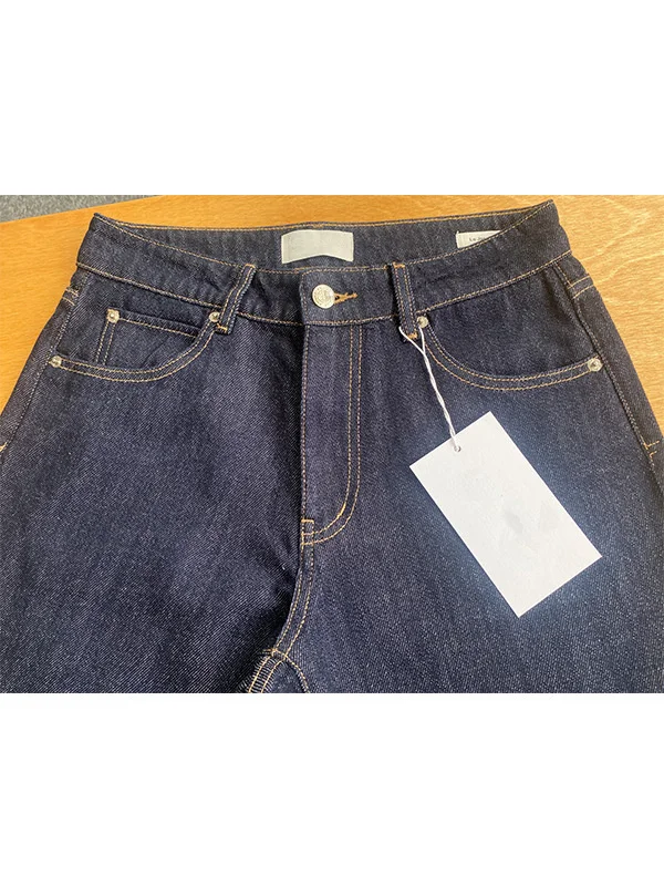 Jenny & Dave français Elegnat femme vêtements minimaliste coton droit taille haute mince pantacourt jean femme Denim pantalon 2026